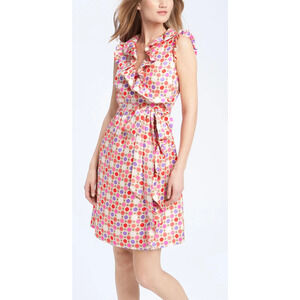 Kate Spade x Florence Broadhurst Aubrey Ruffle Wrap Dress 100% Silk Size 8